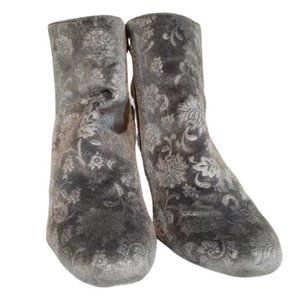 DIBA Broadie 2 Gray Velvet Floral Ankle Booties